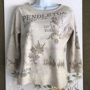 PENDLETON Western Tee Shirt 3/4 sleeve cotton